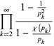 product_(k=2)^(infty)(1-1/(p_k^2))/(1-(chi(p_k))/(p_k))