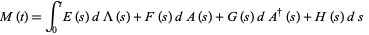  M(t)=int_0^tE(s)dLambda(s)+F(s)dA(s)+G(s)dA^|(s)+H(s)ds   