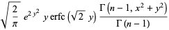 sqrt(2/pi)e^(2y^2)yerfc(sqrt(2)y)(Gamma(n-1,x^2+y^2))/(Gamma(n-1))