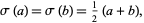  sigma(a)=sigma(b)=1/2(a+b), 