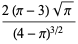 (2(pi-3)sqrt(pi))/((4-pi)^(3/2))