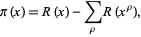  pi(x)=R(x)-sum_(rho)R(x^rho), 