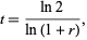  t=(ln2)/(ln(1+r)), 