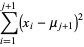 sum_(i=1)^(j+1)(x_i-mu_(j+1))^2