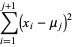 sum_(i=1)^(j+1)(x_i-mu_j)^2