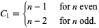  C_1={n-1   for n even; n-2   for n odd. 