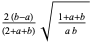 (2(b-a))/((2+a+b))sqrt((1+a+b)/(ab))