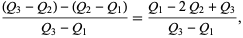  ((Q_3-Q_2)-(Q_2-Q_1))/(Q_3-Q_1)=(Q_1-2Q_2+Q_3)/(Q_3-Q_1), 