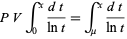  PVint_0^x(dt)/(lnt)=int_mu^x(dt)/(lnt) 