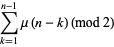 sum_(k=1)^(n-1)mu(n-k) (mod 2)