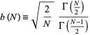  b(N)=sqrt(2/N)(Gamma(N/2))/(Gamma((N-1)/2)) 