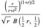 ((r/(r+t^2))^((1+r)/2))/(sqrt(r)B(1/2r,1/2))