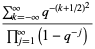 (sum_(k=-infty)^(infty)q^(-(k+1/2)^2))/(product_(j=1)^(infty)(1-q^(-j)))