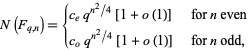  N(F_(q,n))={c_eq^(n^2/4)[1+o(1)]   for n even; c_oq^(n^2/4)[1+o(1)]   for n odd, 