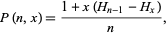  P(n,x)=(1+x(H_(n-1)-H_x))/n, 