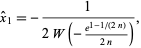  x^^_1=-1/(2W(-(e^(1-1/(2n)))/(2n))), 