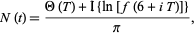  N(t)=(Theta(T)+I{ln[f(6+iT)]})/pi, 