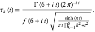  tau_z(t)=(Gamma(6+it)(2pi)^(-it))/(f(6+it)sqrt((sinh(pit))/(pitproduct_(k=1)^(5)k^2+t^2))). 