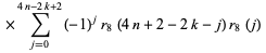  ×sum_(j=0)^(4n-2k+2)(-1)^jr_8(4n+2-2k-j)r_8(j)  