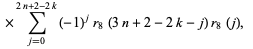  ×sum_(j=0)^(2n+2-2k)(-1)^jr_8(3n+2-2k-j)r_8(j),  