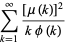 sum_(k=1)^(infty)([mu(k)]^2)/(kphi(k))