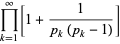 product_(k=1)^(infty)[1+1/(p_k(p_k-1))]