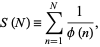  S(N)=sum_(n=1)^N1/(phi(n)), 