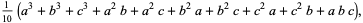 1/(10)(a^3+b^3+c^3+a^2b+a^2c+b^2a+b^2c+c^2a+c^2b+abc),