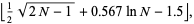 |_1/2sqrt(2N-1)+0.567lnN-1.5_|,