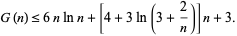  G(n)<=6nlnn+[4+3ln(3+2/n)]n+3. 