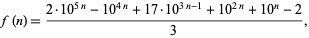  f(n)=(2·10^(5n)-10^(4n)+17·10^(3n-1)+10^(2n)+10^n-2)/3, 