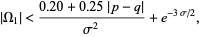  |Omega_1|<(0.20+0.25|p-q|)/(sigma^2)+e^(-3sigma/2), 