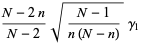 (N-2n)/(N-2)sqrt((N-1)/(n(N-n)))gamma_1