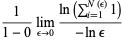 1/(1-0)lim_(epsilon->0)(ln(sum_(i=1)^(N(epsilon))1))/(-lnepsilon)