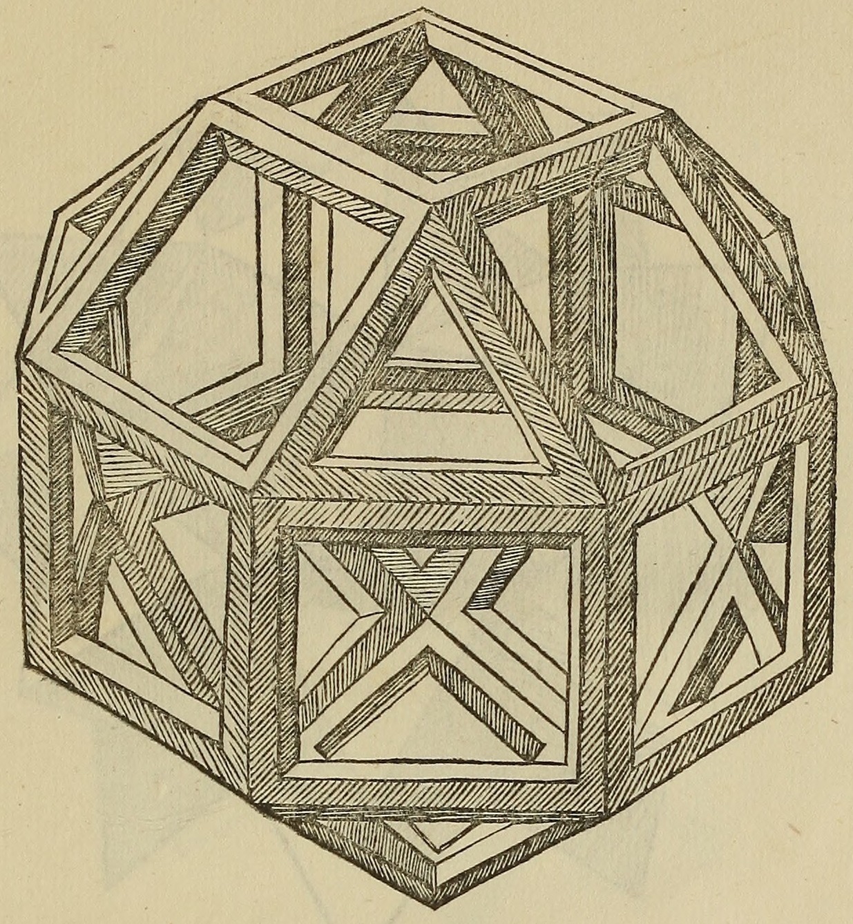 Leonardo da Vinci's skeletal small rhombicuboctahedron for Pacioli's {Divina proportione}.