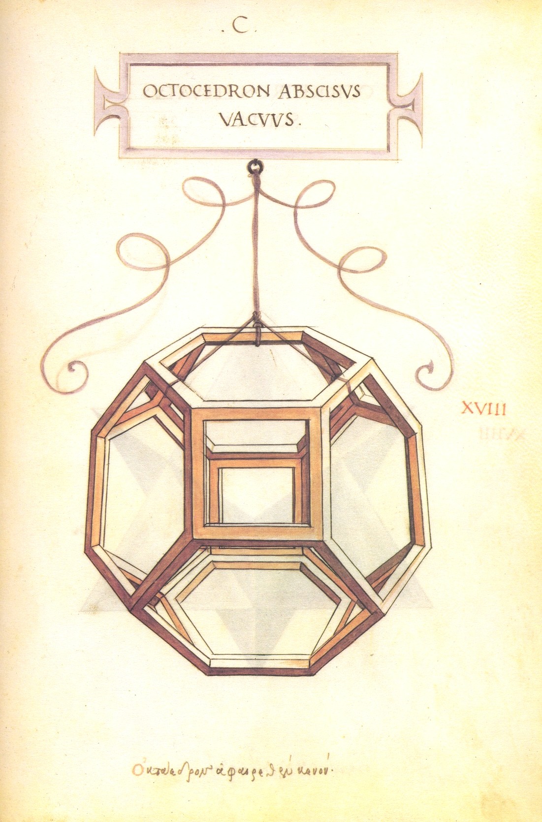 Leonardo da Vinci's skeletal truncated octahedron for Pacioli's {Divina proportione}.