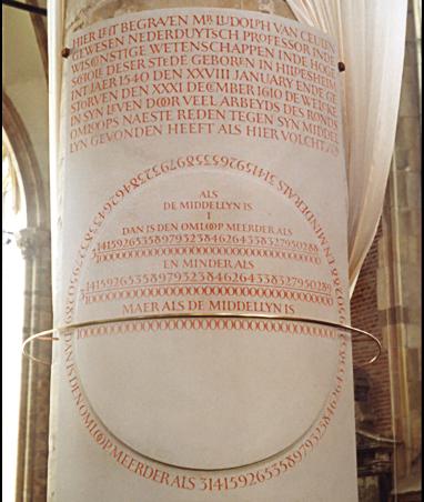 Ludolph van Ceulen pi memorial.