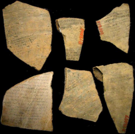 Ancient Greek pottery sherds associated with an icosahedron construction.