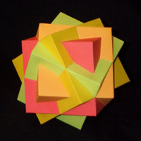 Paper 4-cube model by Emily Herrstrom