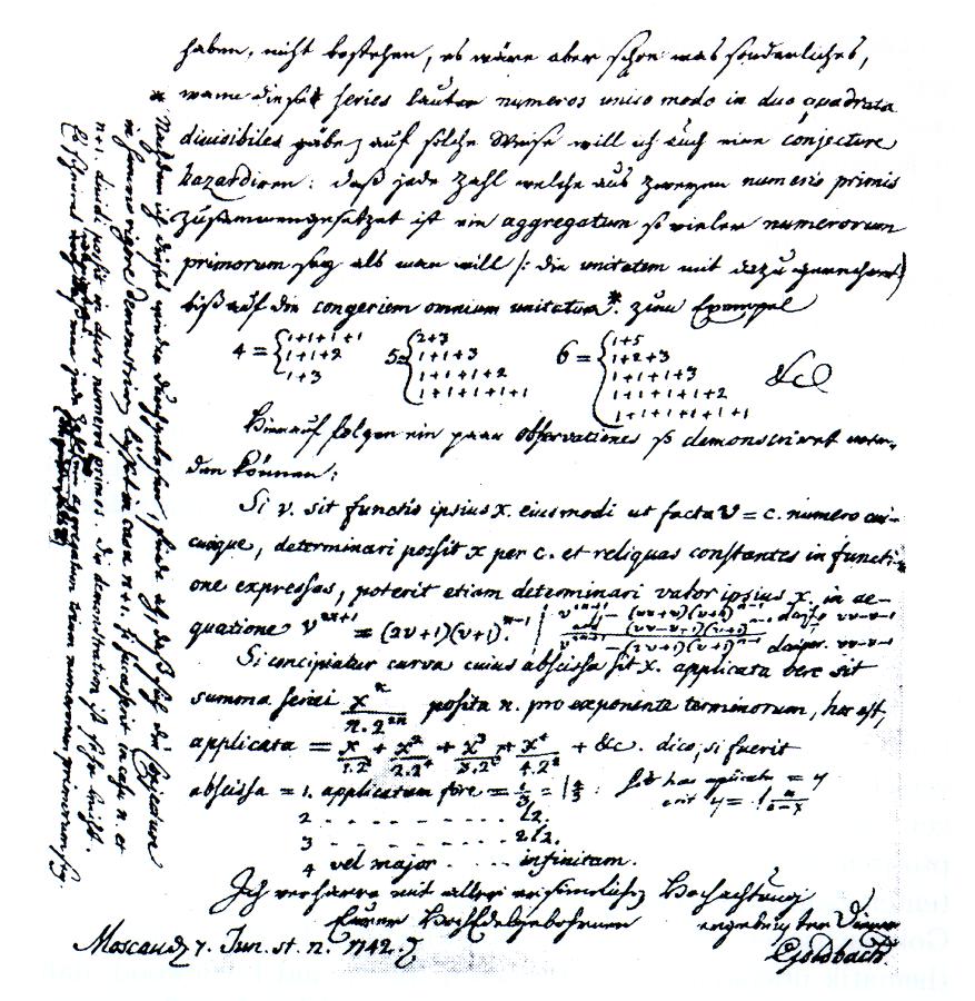 Goldbach's June 7, 1742 letter to Euler