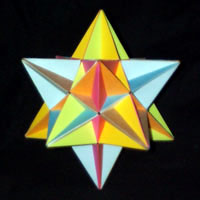 Paper sculpture of the great icosahedron