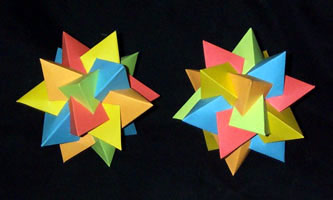 Paper sculpture of the tetrahedron 5-compound