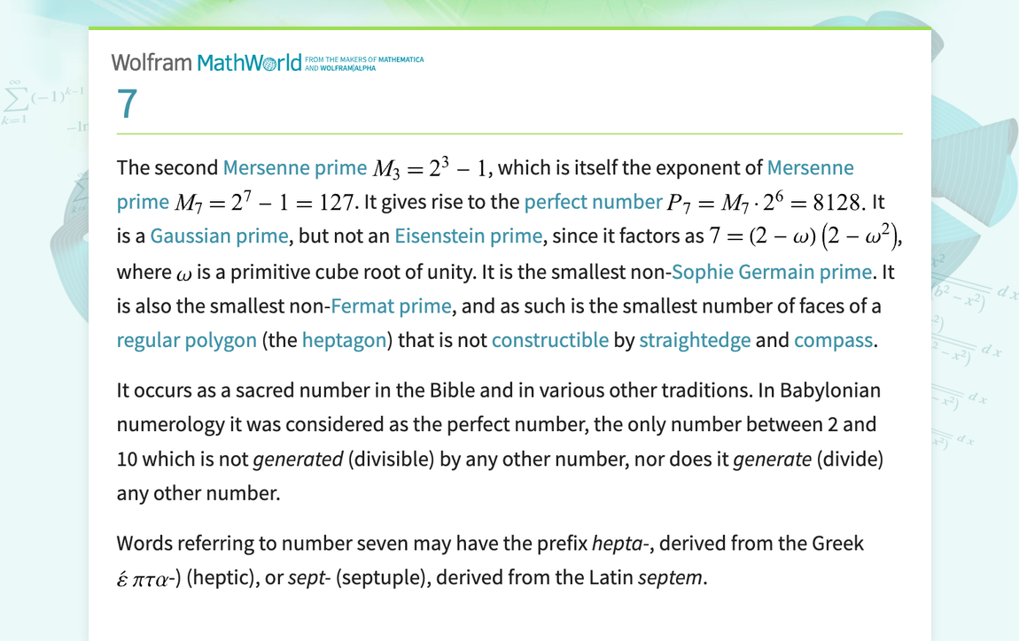 7 -- from Wolfram MathWorld