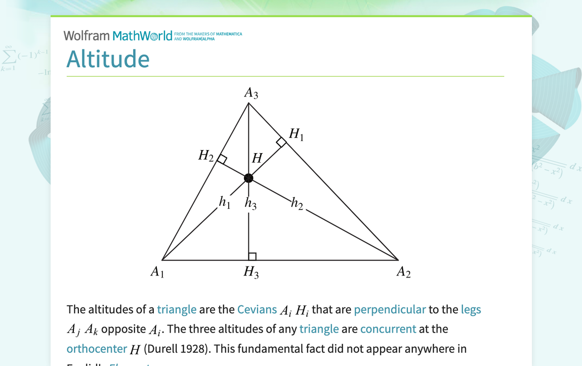 Altitude -- from Wolfram MathWorld