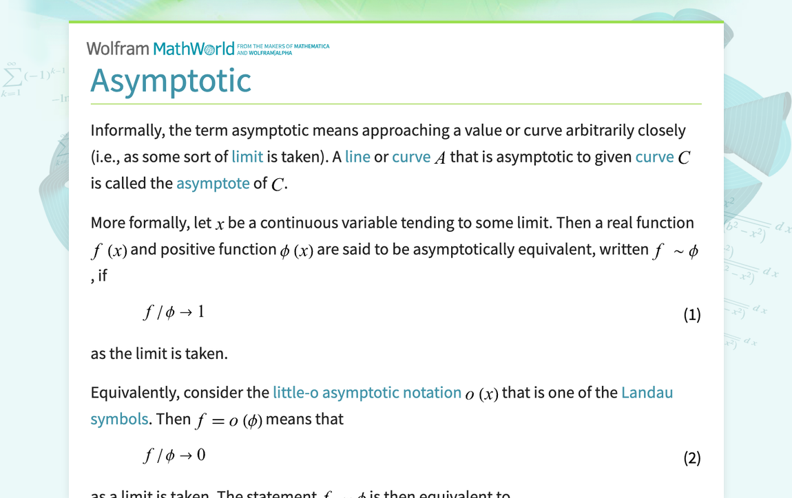 Asymptotic -- from Wolfram MathWorld