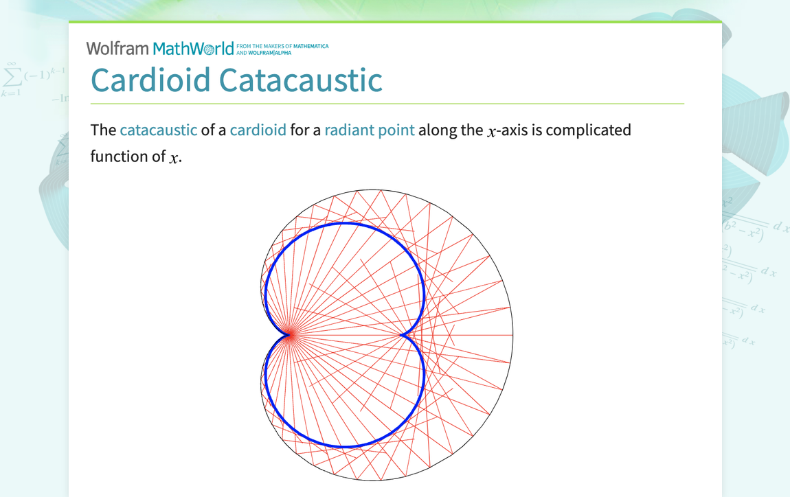 Cardioid Catacaustic -- from Wolfram MathWorld