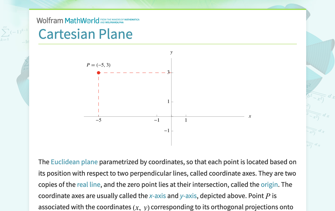 Cartesian Plane -- from Wolfram MathWorld