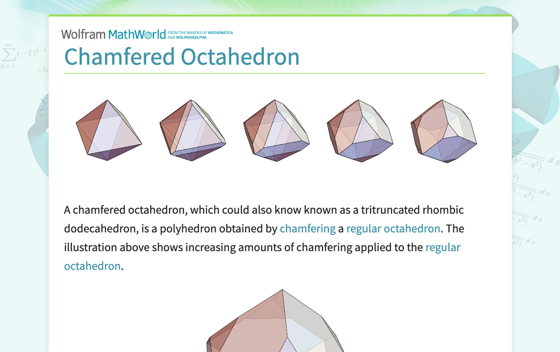 Chamfered Octahedron -- from Wolfram MathWorld