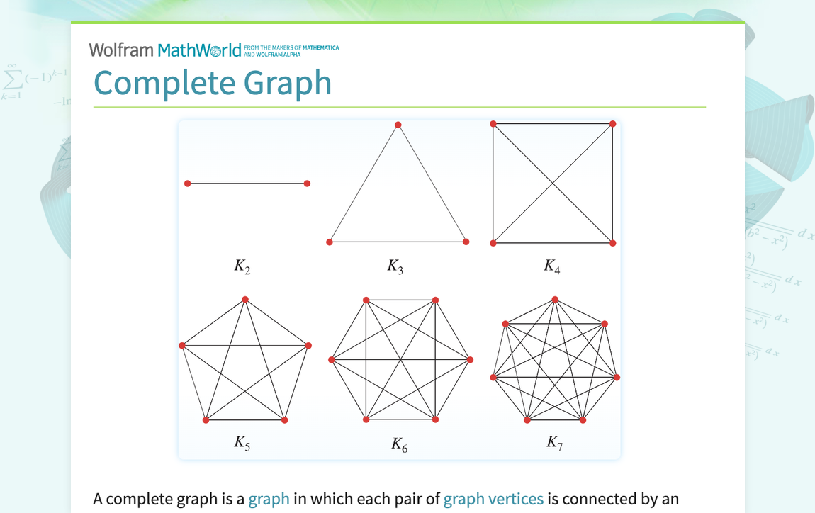 Complete Graph -- from Wolfram MathWorld
