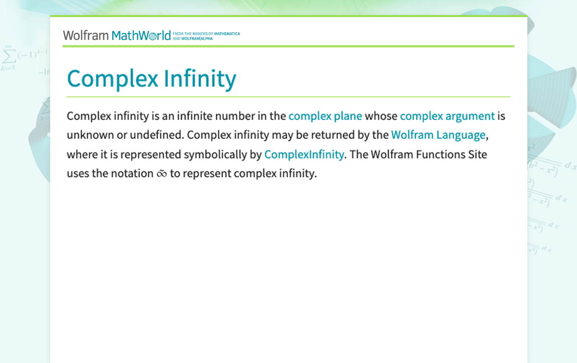 Undefined Notion Math Complex Infinity -- from Wolfram MathWorld